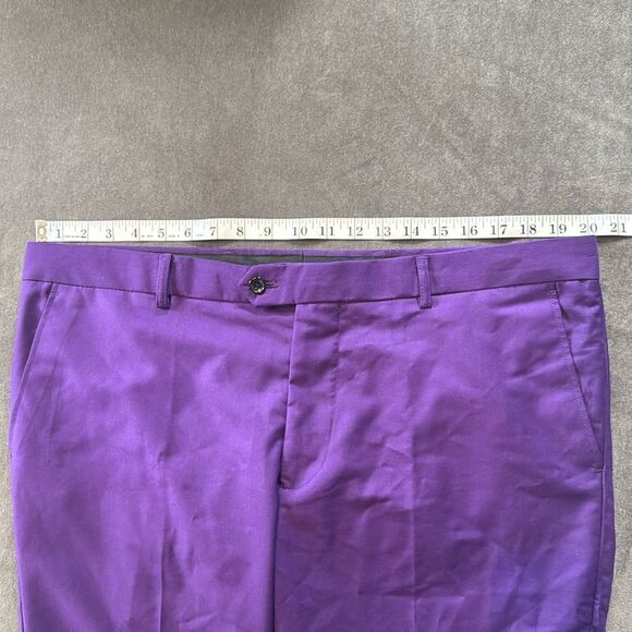 Men Purple Slim Fit 2 Piece One Button Single Breasted Suit 40 Jacket 38 Pants - Picture 10 of 15